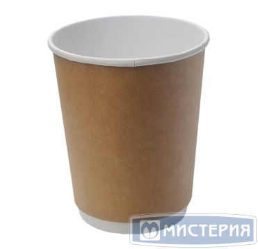 Стакан бумажный 250 мл 2 сл., d80 мм, крафт-бел., карт., 20 шт/упак 500 шт/кор РОССИЯ 220042/220078/220096