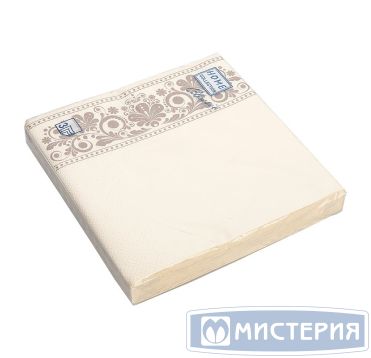 Салфетки 330х330 мм 3-сл., диз. "Капучино", бело-беж., бум., 20 шт/упак "Bouquet" 12 упак/кор РОССИЯ 42839